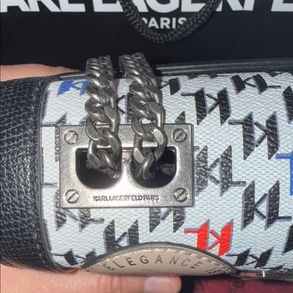 Brandnew Karl Lagerfeld Black, White & Yellow Paris Patch Crossbody Bag - Picture 6 of 12